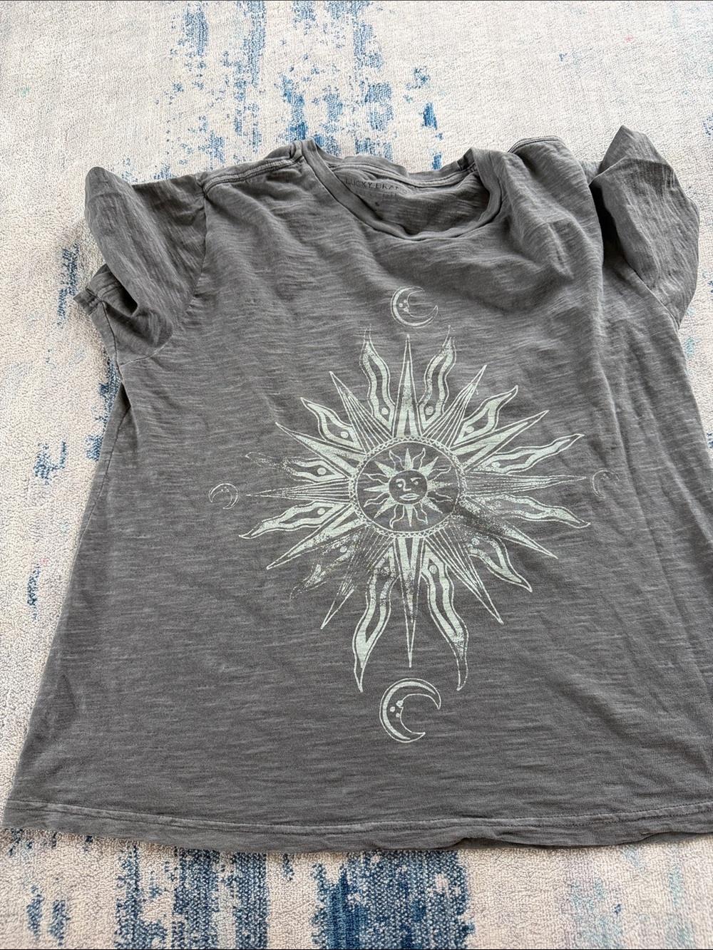 Lucky Brand Gray Sun & Moon Graphic Short Sleeve Tee